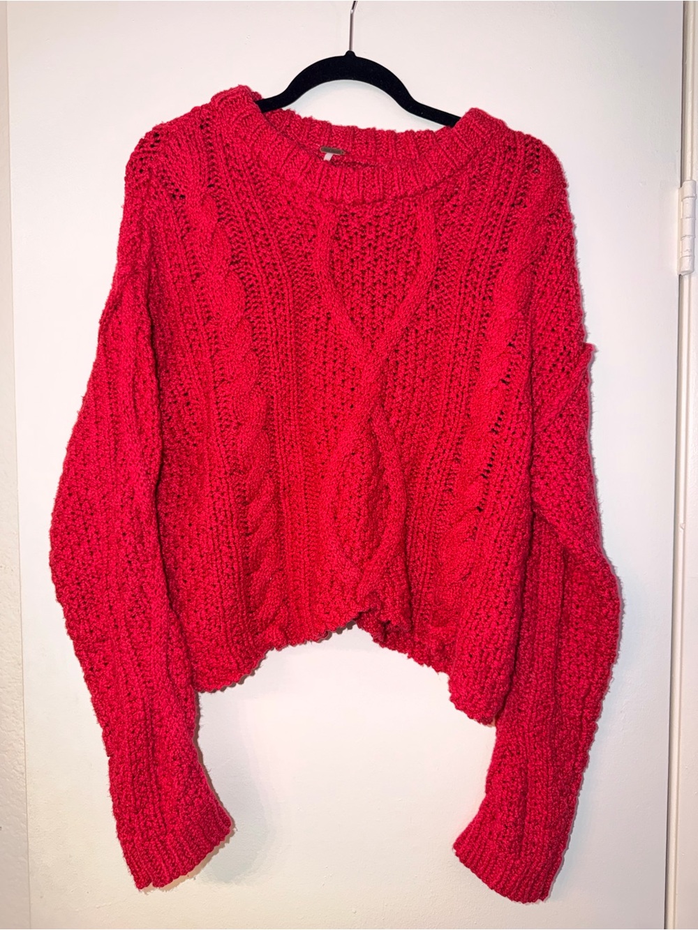 Free People Cutting Edge Red Cable
Knit Women's Sweater NWOT